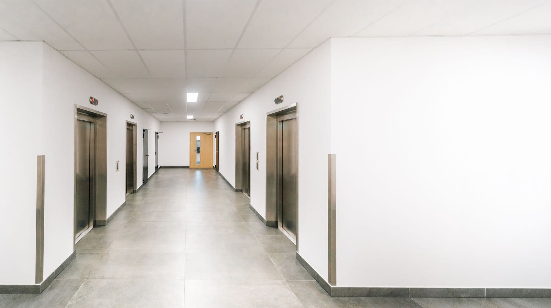 Modern elevator lobby in an Atlanta high-rise office building